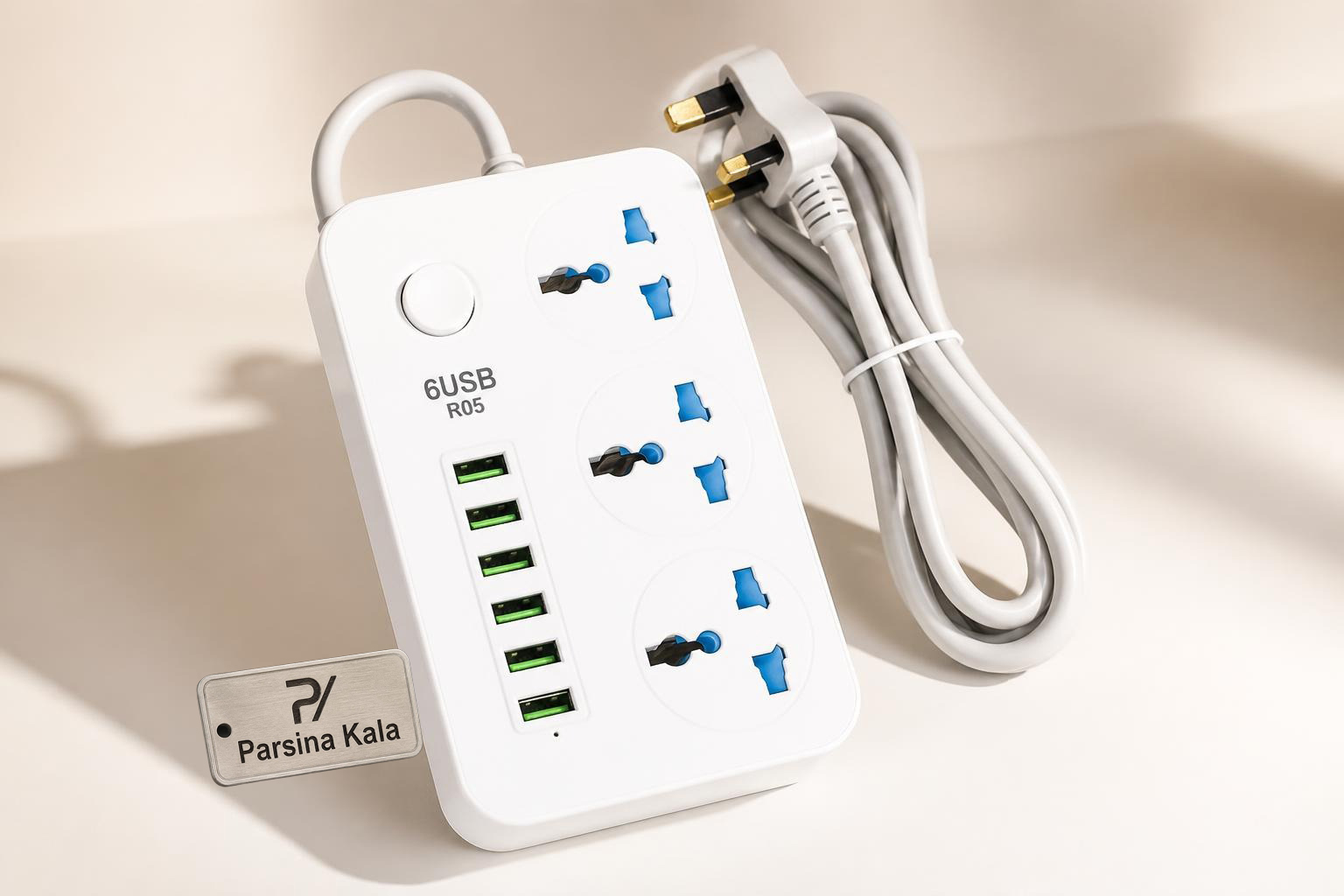 چند راهی برق مدل R05 اورجینال (دارای ۶ پورت USB) - تصویر 2